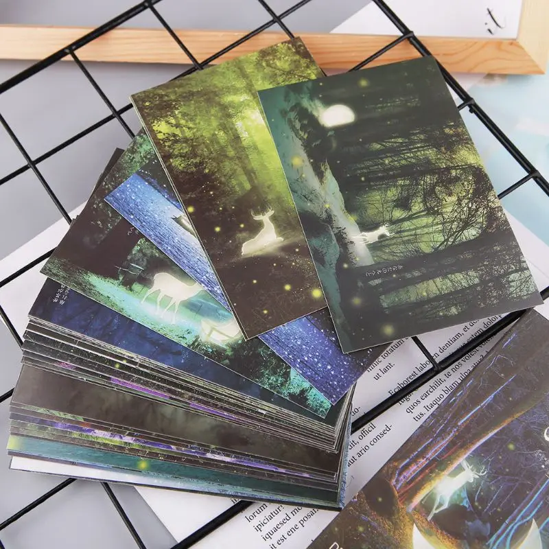 30pcs Vintage Luminous Postcard Glow In The Dark Moon Light Greeting Post Card Novelty Xmas Greeting Cards Gift