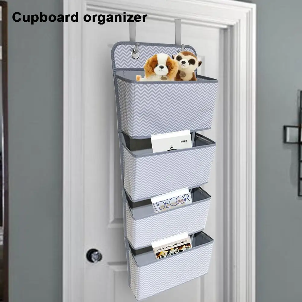 

4 Pockets Wall Hanging Storage Bags Fabric Closet Door Organizer Pouch Bedroom Container For Toy Sundries Towels Underwear Socks