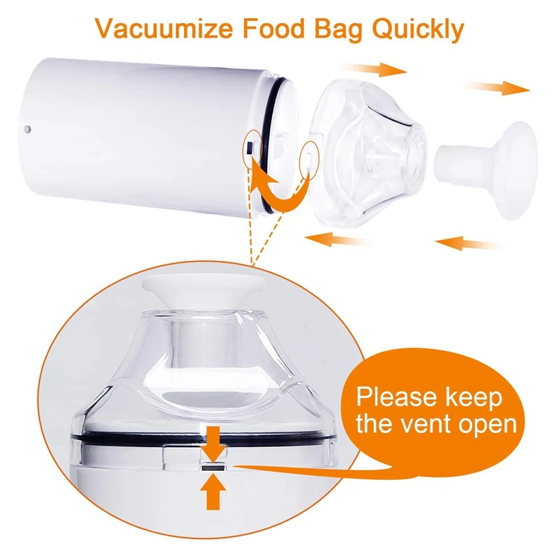 Пищевая вакуумная упаковочная машина с 5 пакетами вакуумных пакетов на молнии, маленькая и портативная вакуумная упаковочная машина для кухни и домашнего использования Whi