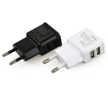 Cargador de teléfono móvil Universal con doble USB, adaptador de corriente de viaje para iPhone y Android, 5V, enchufe europeo