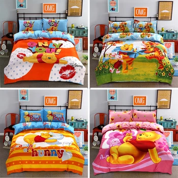 

Disney Cartoon Winnie Pooh Piglet Tigger Comforters Bedding Set King Queen Size Duvet Cover Sheet Bedspread Girls Home