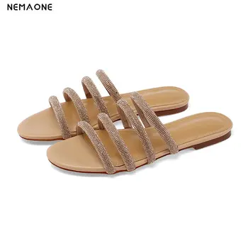 

2020 Brand Design Superfine Fiber Summer Women Slippers Elegant Round Toe 1.5cm Heel Women Shoes Ladies Outdoor Beach Shoes