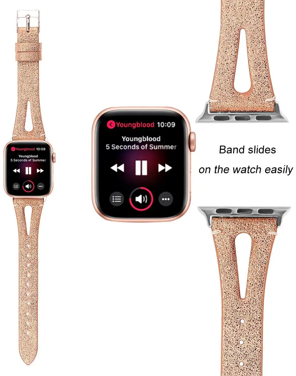 Ремешок из натуральной кожи для Apple Watch 38 мм 40 мм 42 мм 44 мм, тонкий ремешок для iWatch серии 5 4 3 2 1