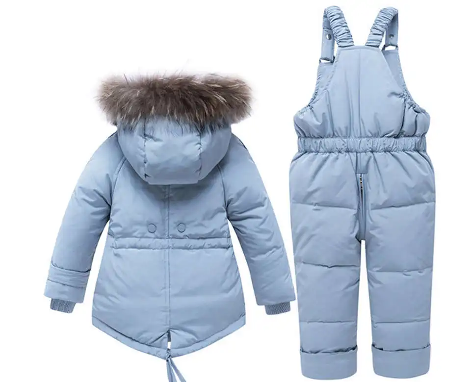 Зимняя куртка Детский комбинезон для девочек; детский зимний комбинезон; парка для маленьких мальчиков и девочек пуховик+ комбинезон; комплект одежды для малышей