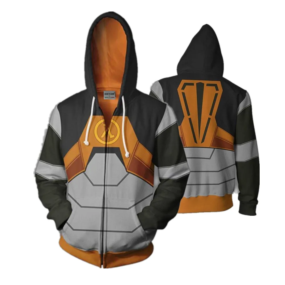Костюмы для косплея; толстовки с капюшоном для игры Half-Life 2; пуловер на молнии; куртка; джемпер унисекс; Толстовка