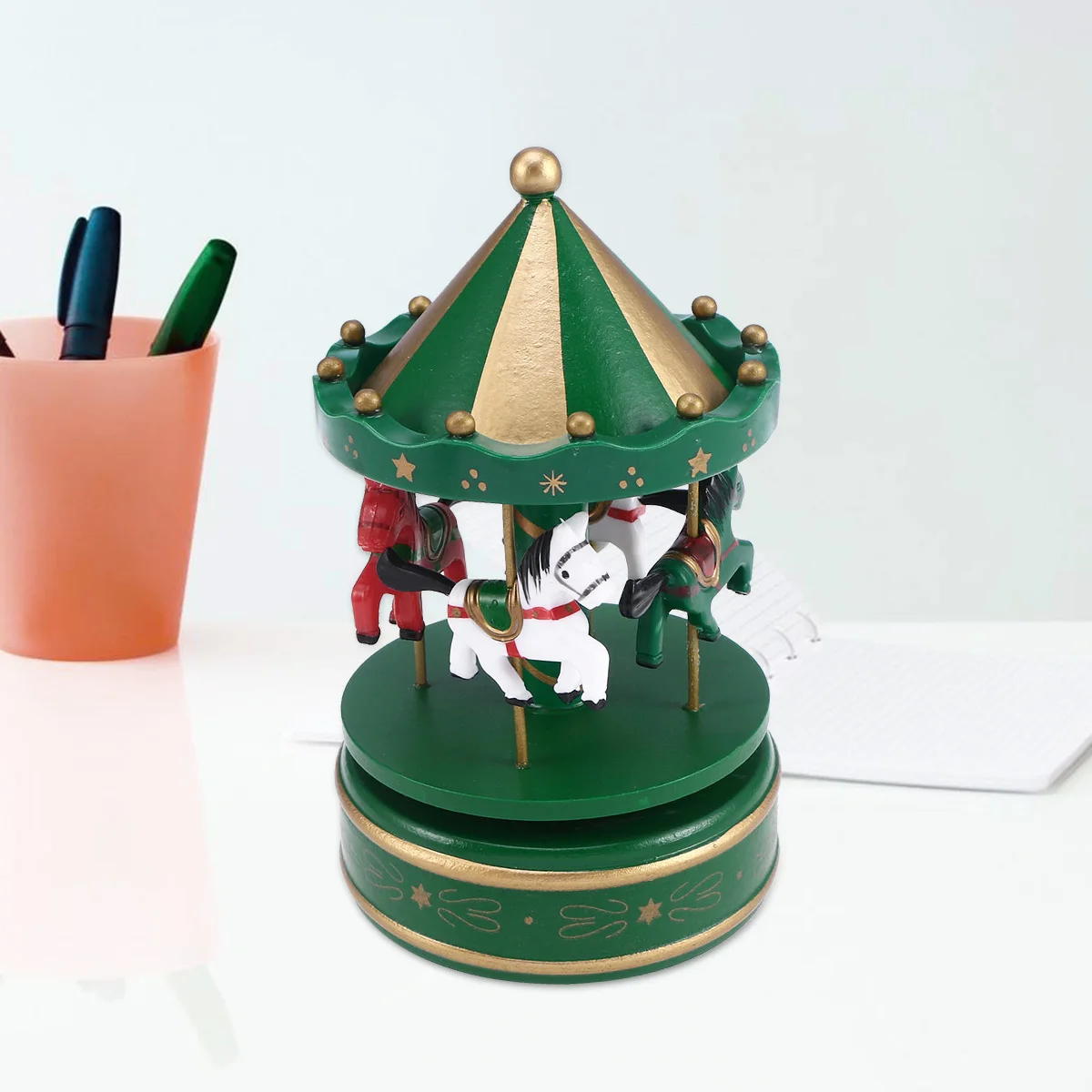 NICEXMAS карусель деревянная музыкальная шкатулка декорационная игрушка настольная музыкальная шкатулка подарки на Рождество День рождения День Святого Валентина(зеленый