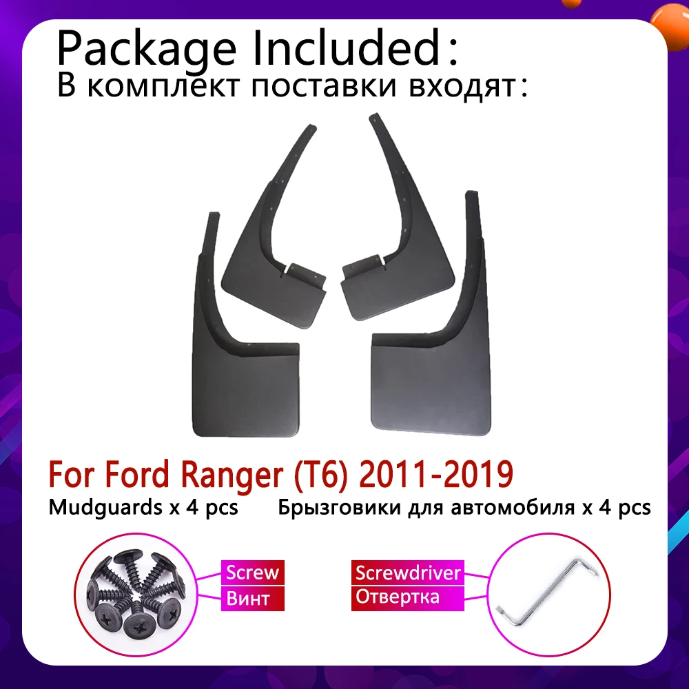 Mudflap for Ford Ranger T6 2011~2019 Fender Mud Guard Flap Mudguard Splash Flaps Mudguards Accessories 2012 2013 2014 2015 2016