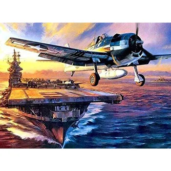 

5D DIY Full Square Beads Diamond Painting Aircraft 3D Diamond Embroidery Warship Seascape Cross Stitch 5D Home Decoration D20