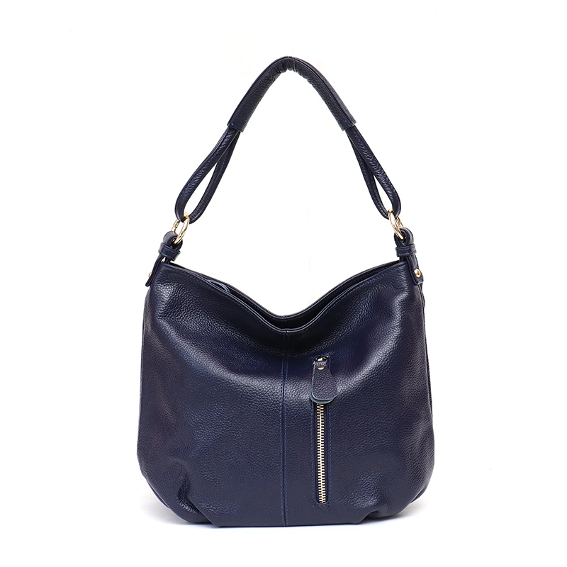 SC роскошные кожаные сумки для женщин женская сумка через плечо сумка на молнии высокое качество сумка из воловьей кожи - Цвет: NAVY