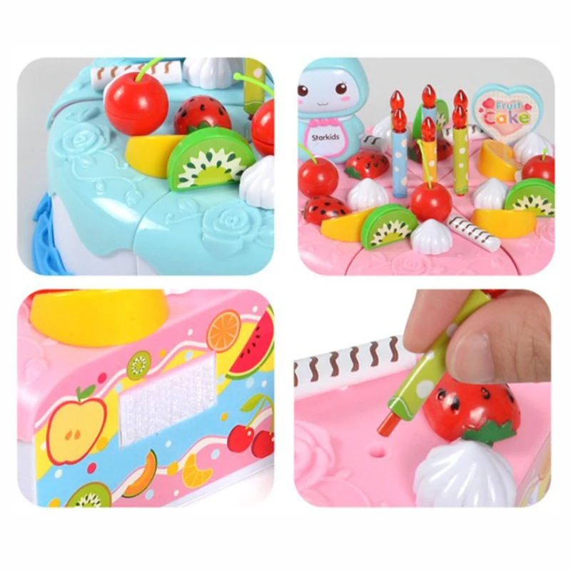 Малыш для DIY торта на день рождения игрушки 37 шт./компл. Пластик резки фруктов Еда ролевые игры кухонные игрушки набор безопасных милое детское платье для девочки игрушки подарки