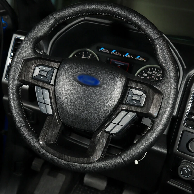 5xInterior в виде руля и дверные ручки Накладка для Ford F150 черное дерево зерна