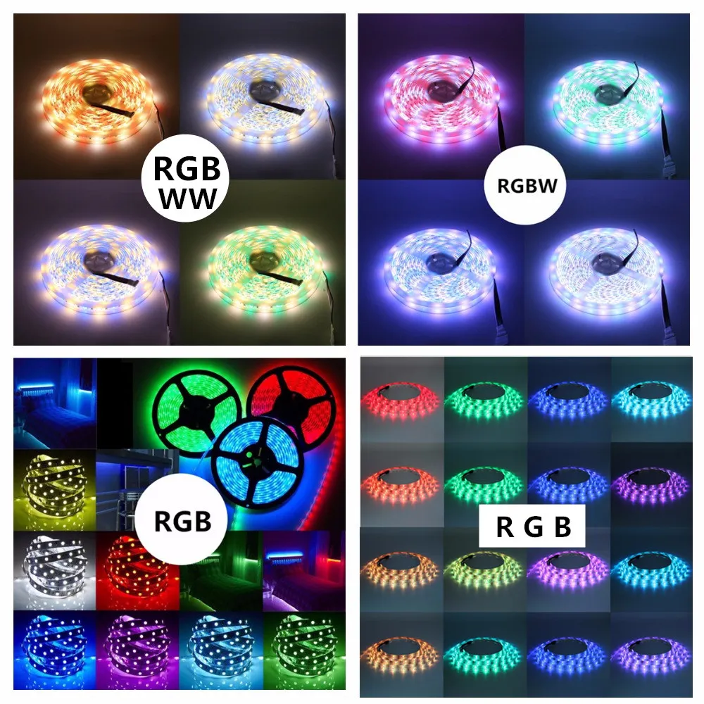 5050 RGB Светодиодная лента Водонепроницаемая DC 12V 5M RGBW RGBWW Гибкая с мощностью 3A и