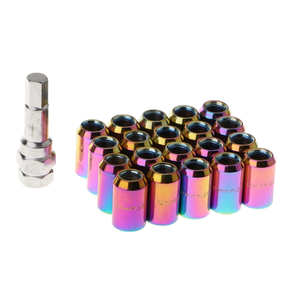 20 Pieces Auto Car Wheel Rim Racing Lug Nuts 31mm with Lock M12X1.25mm