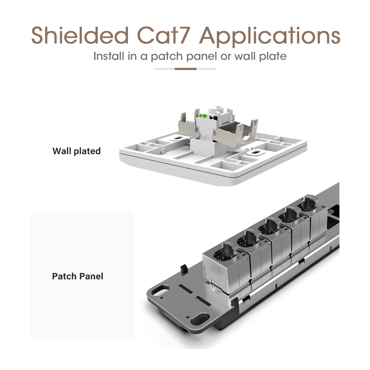 RJ45 CAT 7 инструмент-меньше STP экранированный Keystone Jack, AMPCOM самоблокирующийся Cat7 Keystone цинковый сплав модуль муфта адаптер настенная пластина