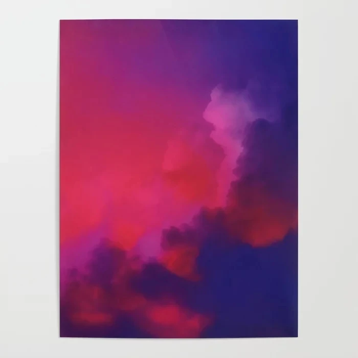 Модульные принты розовое облако картины украшение для дома синий огонь холст