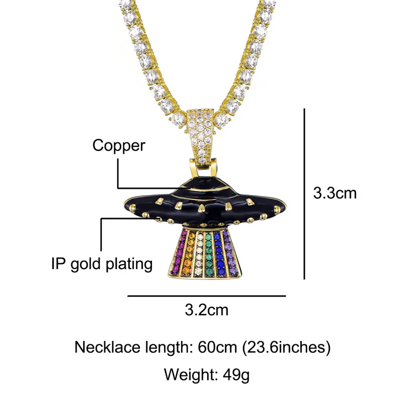 Мода Iced Out кулон НЛО& ожерелье Новое поступление микро проложили кубический циркон мужские хип хоп ювелирные изделия для подарка