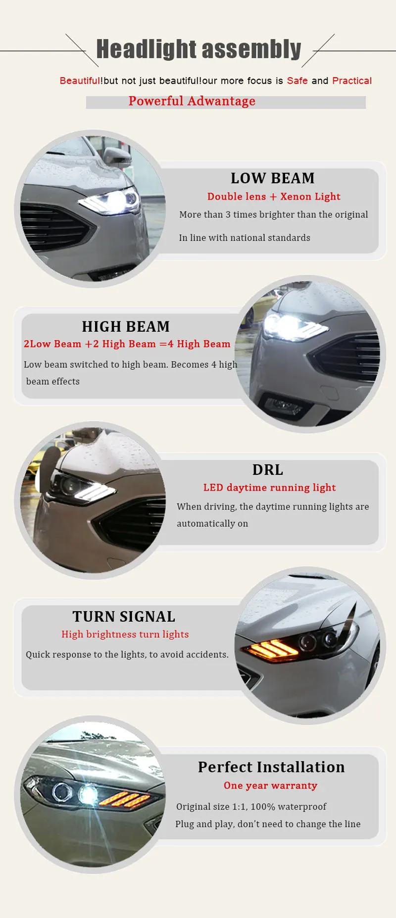 2 шт. светодиодный фонарь для Ford Mondeo- Автомобильный светодиодный фонарь с двойными ксеноновыми линзами автомобильные аксессуары дневные ходовые огни противотуманные фары