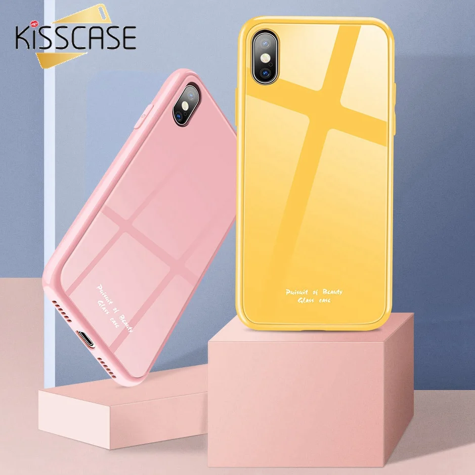 Чехол KISSCASE из закаленного стекла для iPhone 11 Pro Max XR XS X цветные высококачественные