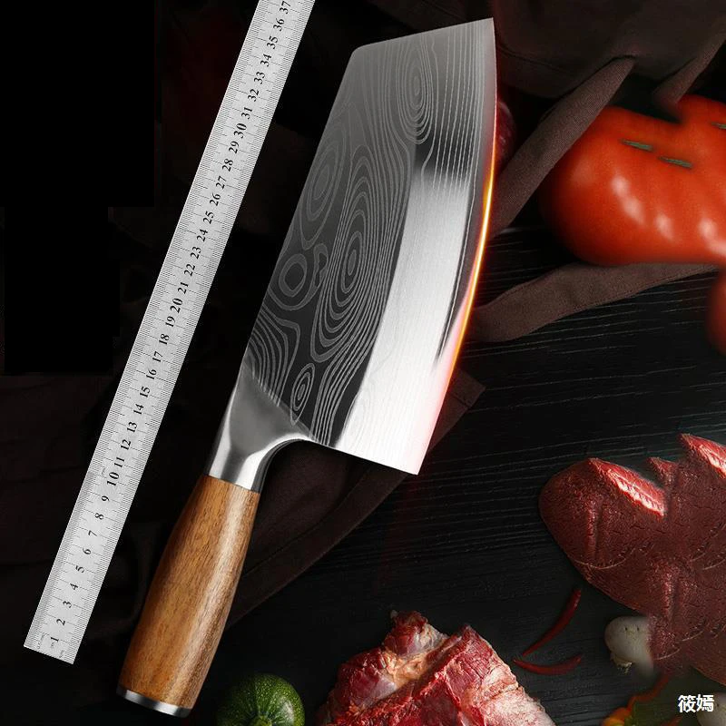 Кухонный нож Мясницкий кухонный из нержавеющей стали японский дамасский
