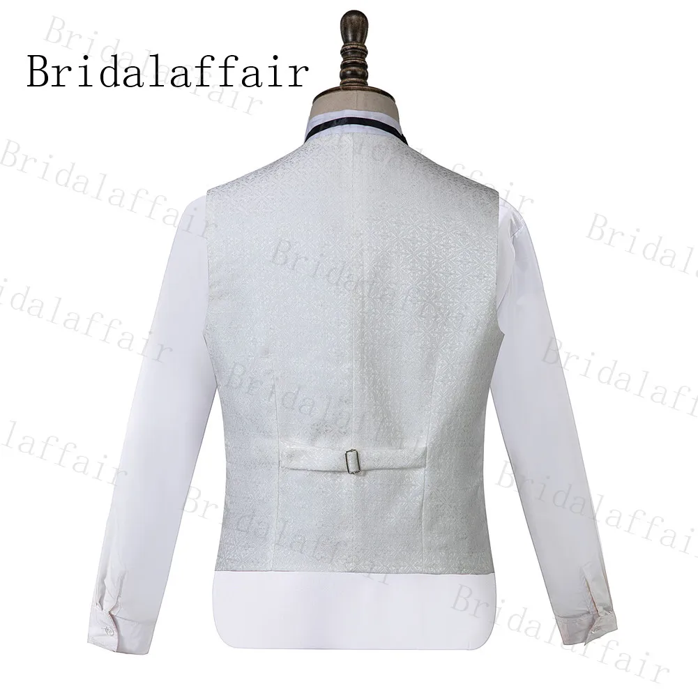 Bridalaffair белый костюм из 3 предметов, фирменный дизайн, Черные смокинги друзей жениха с отворотом для свадебной вечеринки, 3 предмета