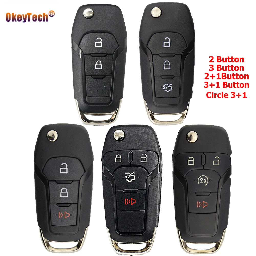 Okeytech Flip 2/3/4 Button For Ford Focus Fusion Mk2 Mk7 Ranger Explorer Edge 2013-2015 Remote Smart Control Car Key Shell Case |