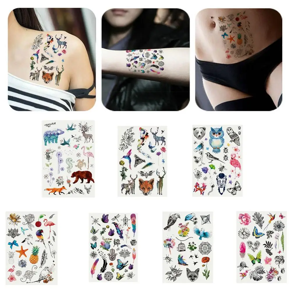 

Festival Feather Fox Hummingbird Butterfly Artificial Flowers Tattoo Sticker Cool Stuff Body Jewelry Makeup