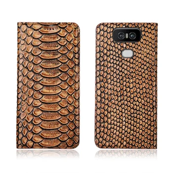 

Python pattern genuine leather flip cover card slot holder for Asus Zenfone 6Z ZS630KL/Zenfone 6 2019 ZS630KL phone case funda