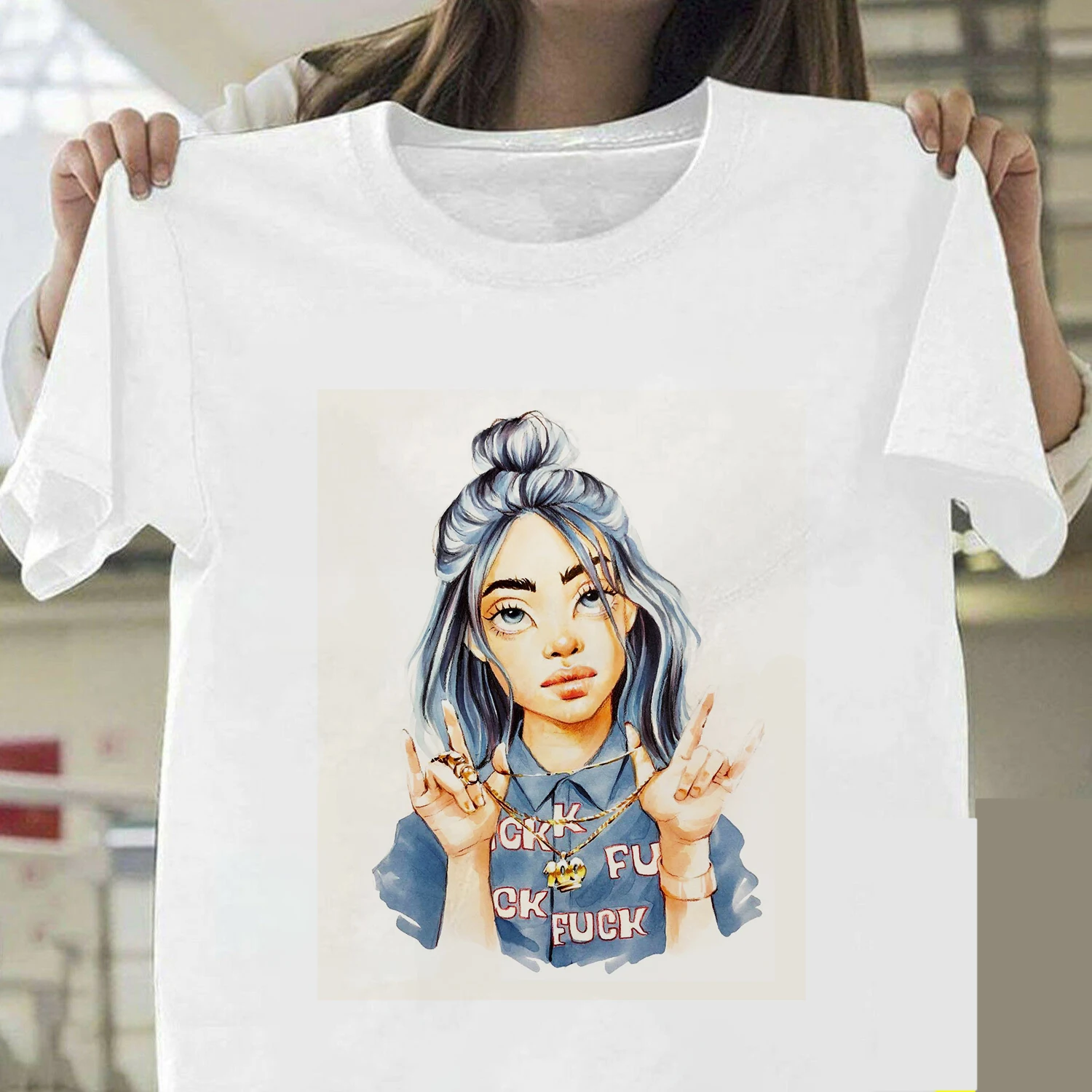 18 Billie Eilish Футболка Harajuku Fans белая хлопковая Мужская Camiseta Mujer Лидер продаж мужской эстетический Топ Футболка размера плюс уличная одежда крутая - Цвет: 18