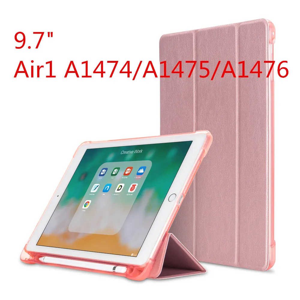 Чехол для iPad air2, чехол, 9,7 дюйма, силиконовый мягкий чехол из искусственной кожи, умный чехол для iPad, чехол 6-го поколения - Цвет: Синий