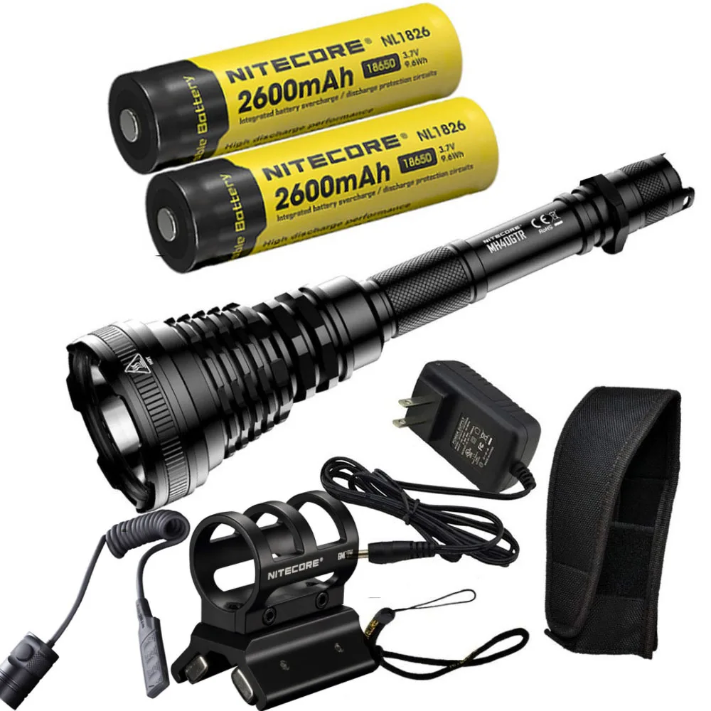 NITECORE MH40GTR 1200 Lumen Ultra Long Range 1004M Hunting Search Torch Tactical Rechargeable Flashlight+ battery,GM02M,RSW1 - Испускаемый цвет: 2XNL1826 GM02M RSW1