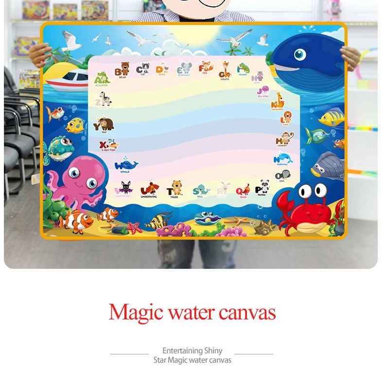 100*70 Big Size Magic Water Drawing Mat with Pens ocean Stamps Painting Board Painting Doodle Mat Educational Toys for Kids Baby