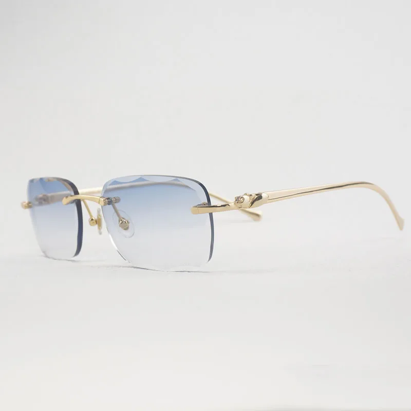 

Солнцезащитные очки без оправы для мужчин и женщин, винтажные уличные очки в леопардовой оправе, со стразами, с прозрачной оправой, с чехлом