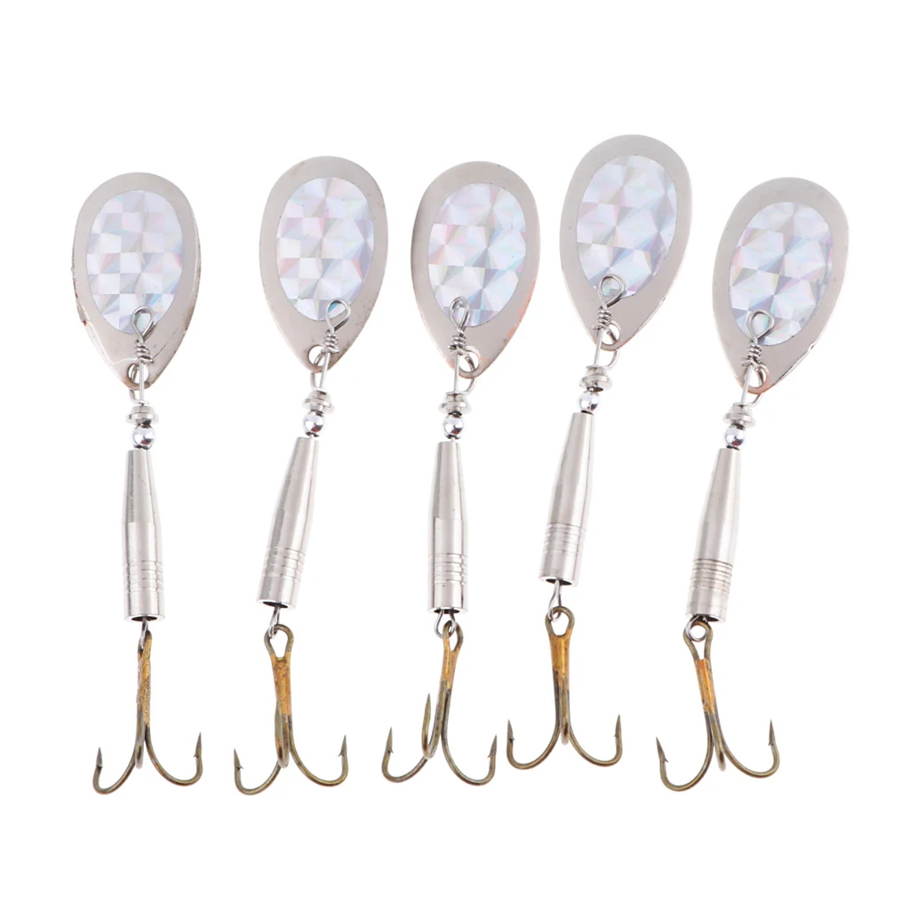 5pcs Fishing Lure Spinnerbait, Bass Trout Salmon Hard Metal Spinner Baits Kit Fishing Tackles