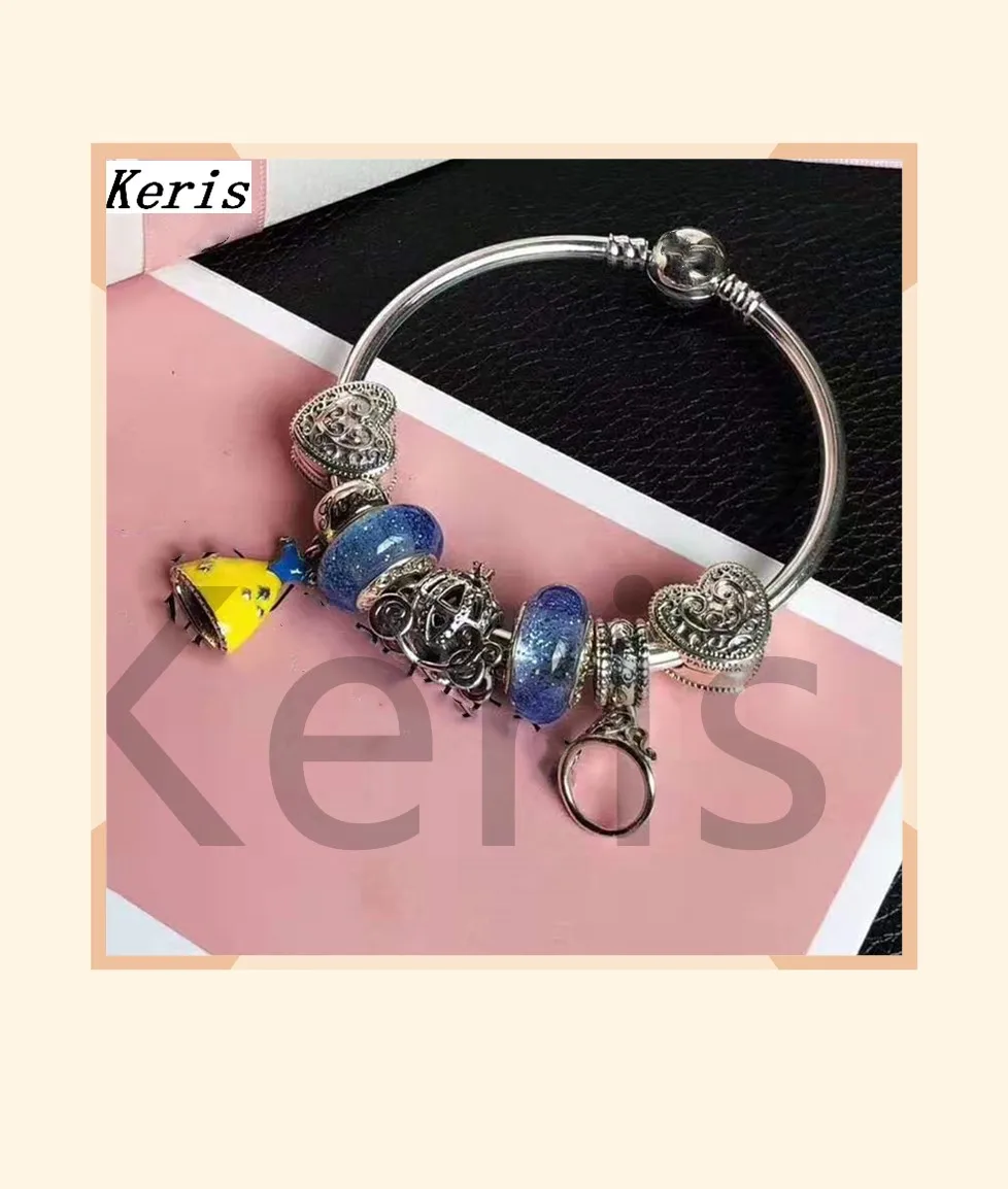 

High Quality Original 1:1 100% Silver Ring Princess Dress Pendant String Bracelet Free Delivery