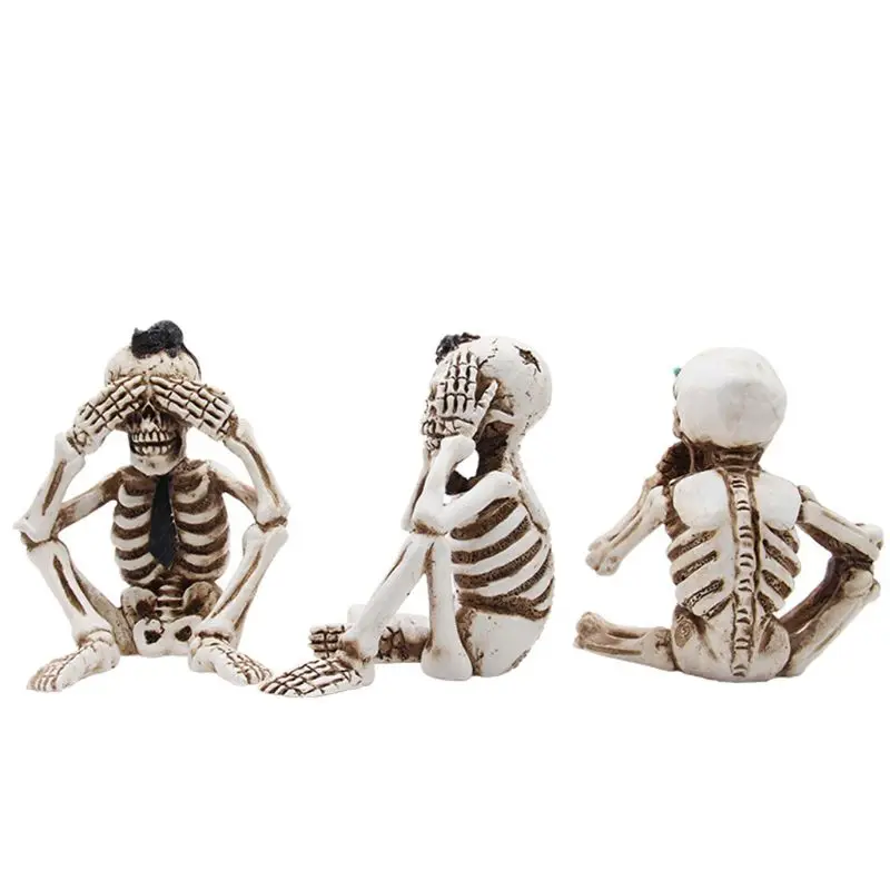 

3pcs Halloween Resin Skull Decoration Haunted House Props Creative Graveyard Secret Room Ornaments