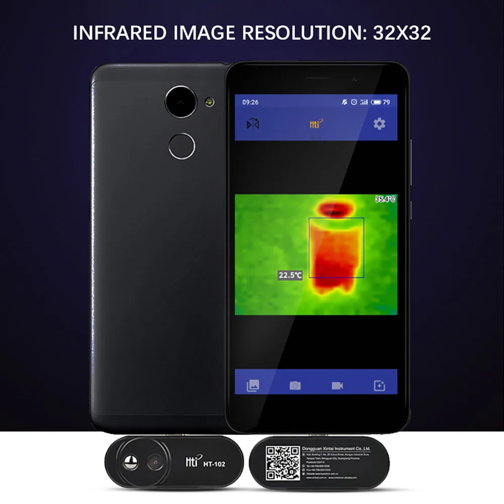 Hti HT-102 Mobile Phone External Probe IR Infrared Thermal Imaging Camera For Android Phone OTG Function With Adapter Type C New