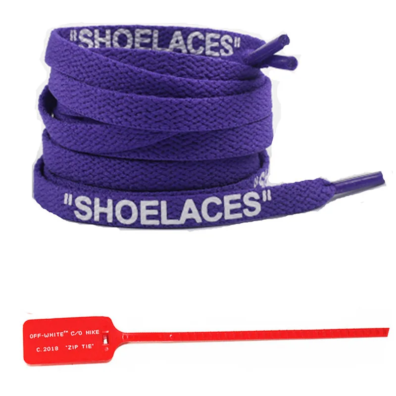 4" /55"/6" шнурки для обуви с принтом плоские шнурки с принтом OW обувные шнурки с принтом на молнии для белых кроссовок AJ - Цвет: Purple-White Print