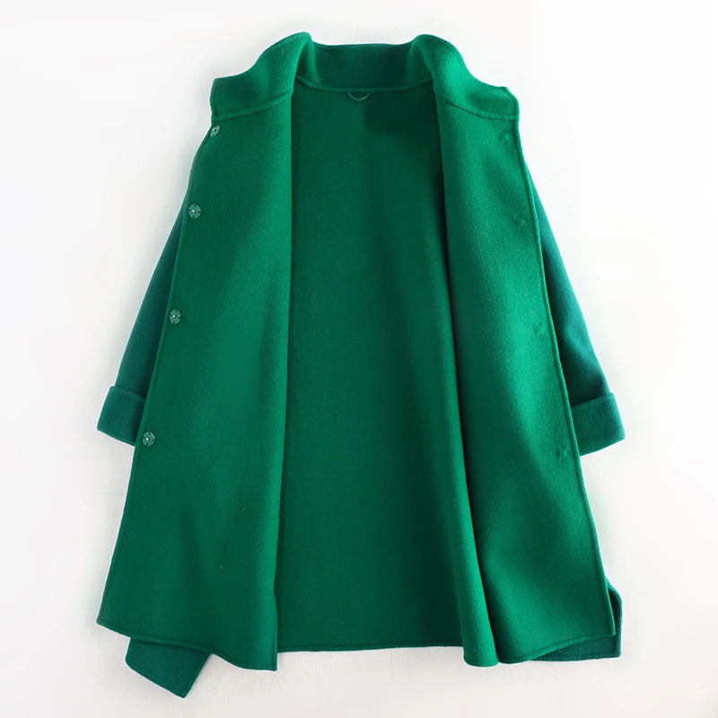Women's winter and autumn new fashion stand collar double-sided wool long woolen female ladies overcoat outerwear