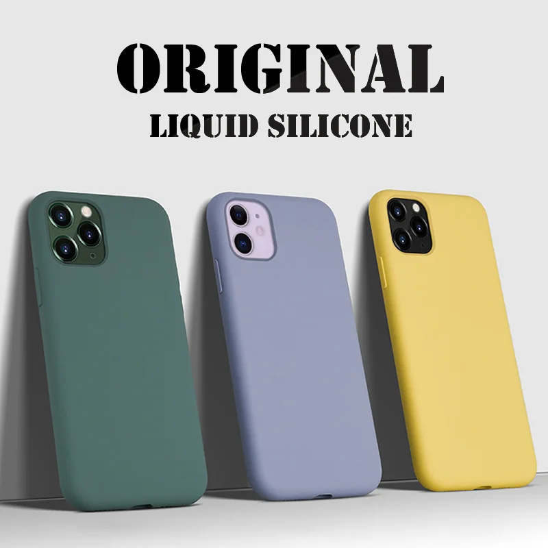 Темно зеленый Оригинальный чехол из жидкого силикона для iPhone 11 Pro Max 6S 7 8 Plus X XR XS SE
