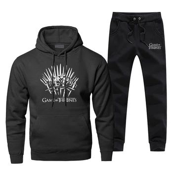 

Game Of Thrones Iron Throne Print Tracksuit Sweatshirt Hoodies Pants Sets Men Casual Sportswear Fleece Harajuku Streetwear