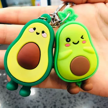 

Cute Simulated Fruit Avocado Keychain Soft Resin Smiling Avocado Keyrings Couple Jewelry Women Fashion Wedding Party Small Gift