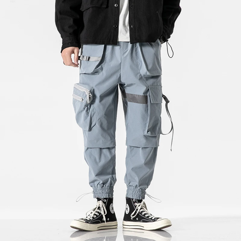 

Men's Jogging Pants Fashion Loose Elastic Waist Hip-Hop 2020 Spring Overalls Multi-Pocket Cargo Pants Men's Pencil Pants