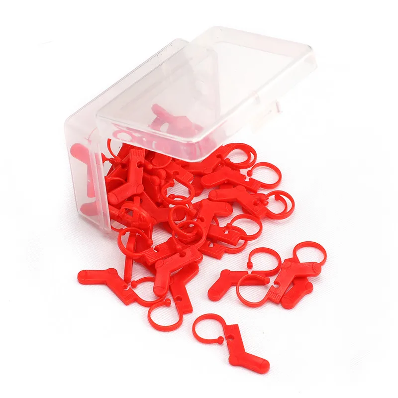 KOKNIT 40pcs Red Color Locking Stitch Markers Plastic Knitting Crochet Locking Stitch Knitting Holder Needle Sewing Accessories  (1)