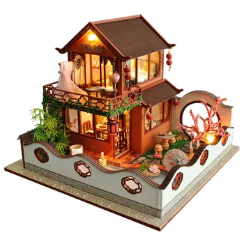 

Diy Cabin Peach Blossom Yuan Remember Retro Style Handmade Assembled Model Creative Birthday Valentine's Day Gift Peach Garden