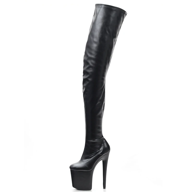 jialuowei PVC Thigh High Boots High Heel Platform Over-the-Knee Zip Crotch Boots Sexy Female Pointed Toe Erotic Shoes
