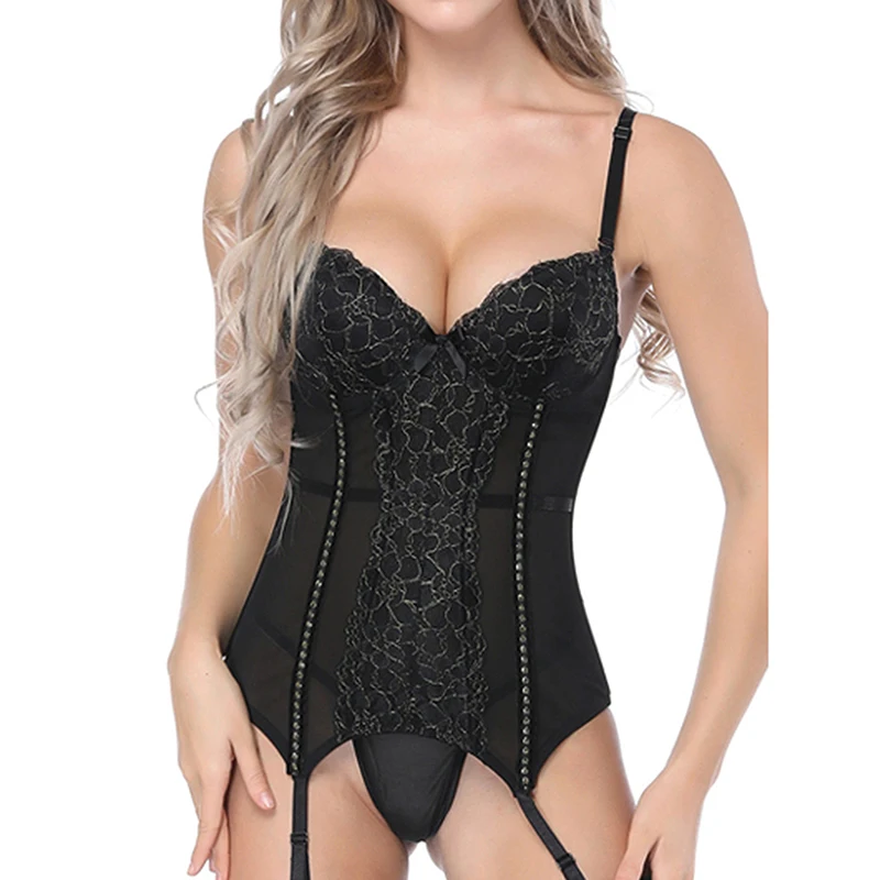 Women's-Bustier-Corset-Sexy-Waist-Cincher-with-Garter-Belt