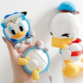 

For Apple AirPods Earpods Case Cute Cartoon Duck 3D Daisy Donald Butt Wireless Earphone Cover for Airpods 2 Funny Protector Box
