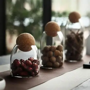 

Borosilicate Transparent Glass Ball Cork Sealed Can Storage Tank Grains Storage Jar Tea Container Kitchen Storage Tools
