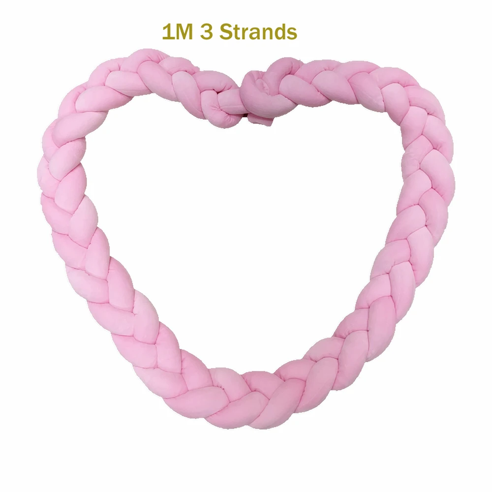 1M 3 Strands Pink 3 м 4 нити оплетка Детские кроватки бампер узлом накладка на перила кроватки «дышащая» Подушка колодка детская постельное для колыбели номер Декор защита для кроватки - Цвет: 1M 3 Strands Pink