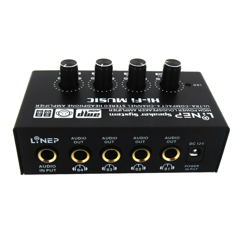 Lynepauaio Headphone Splitter 1 Input 4 Out Headphone Speaker Splitter Comparator Output Independent Volume Adjustment With Sign